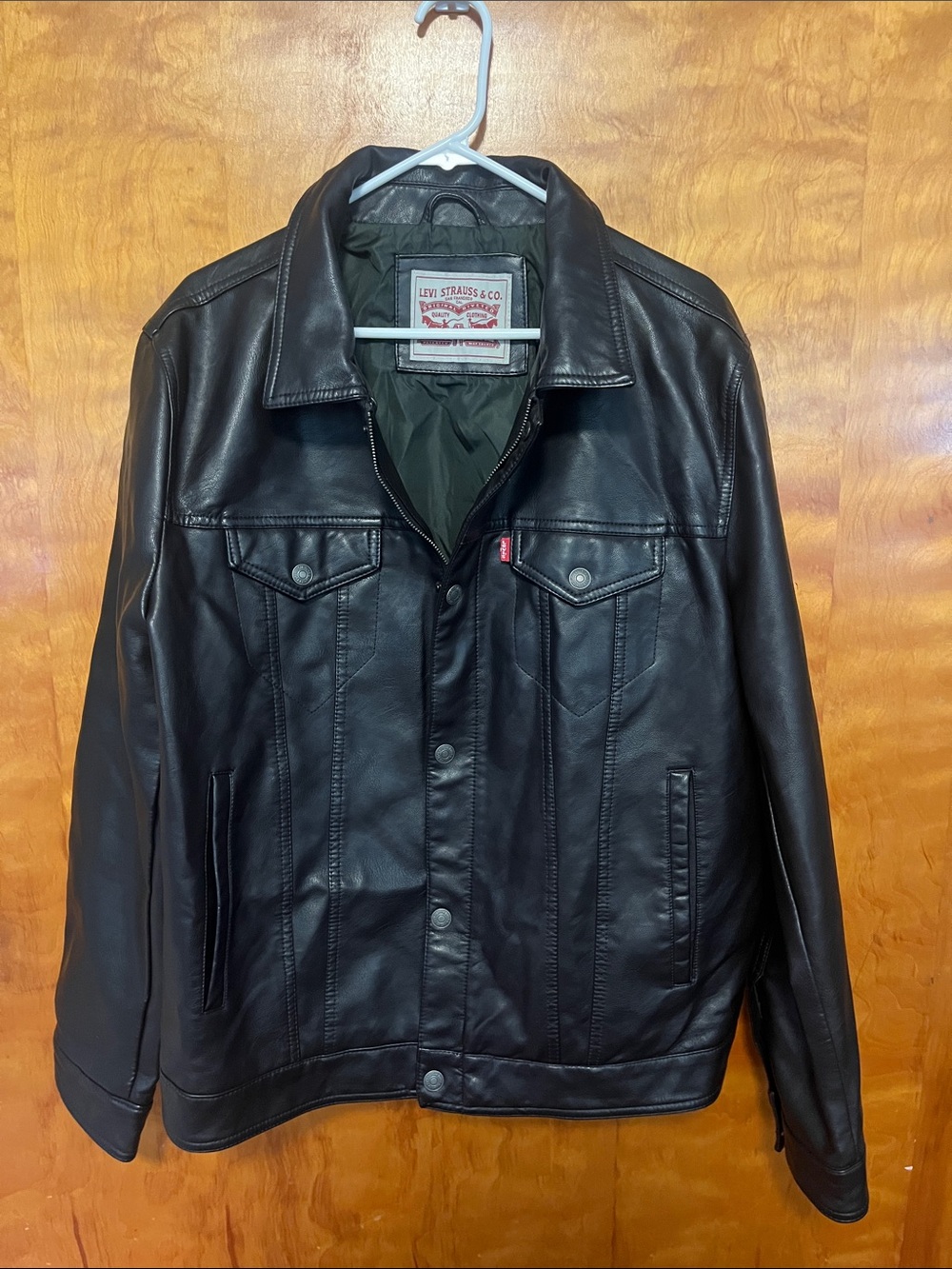 Levi's Black Pleather Bomber-Style Jacket